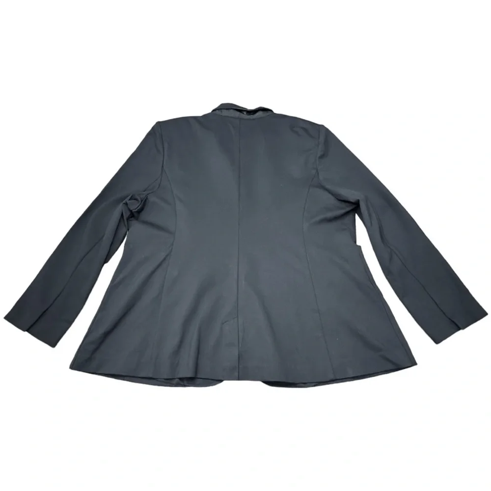 NWT Lane Bryant The Bryant Blazer Black Vegan Leather Collar Trim Ponte Size 22